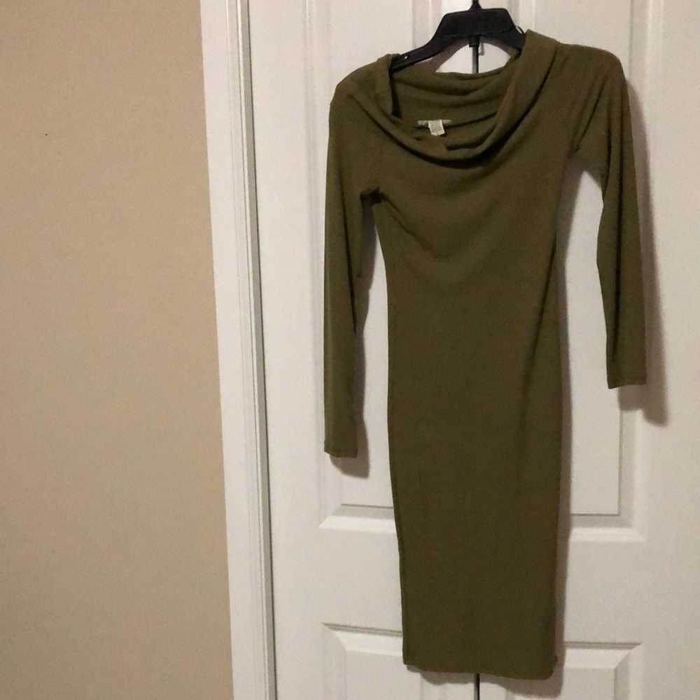 Olive Green Long Sleeve Dress